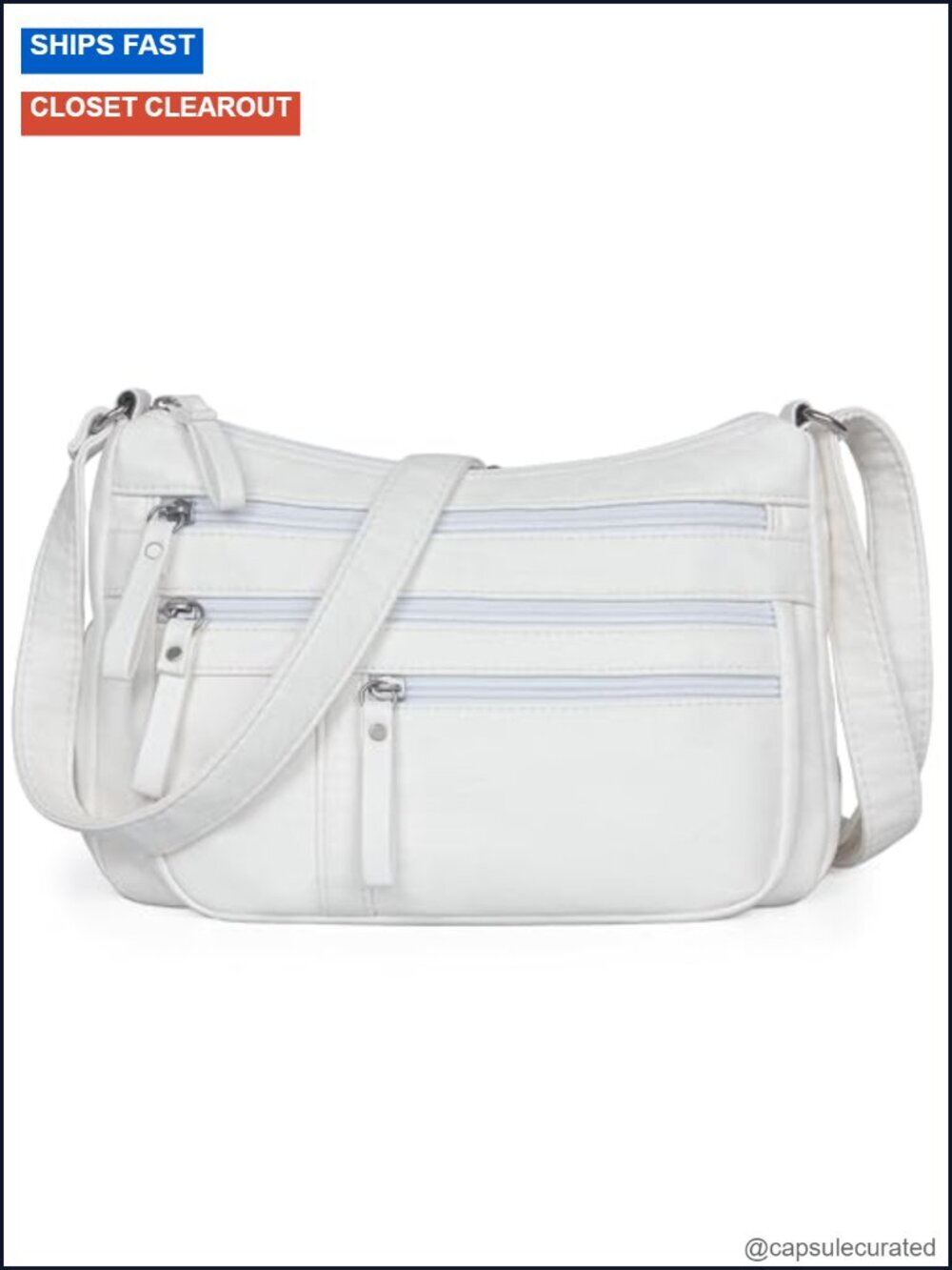 Vegan Leather Crossbody Bag with Multi Pockets, Adjustable Strap Shoulder Bag